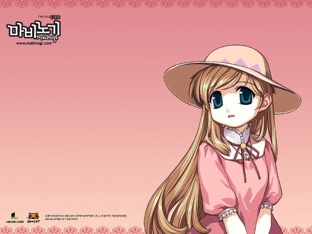 Girl hat pink dress aqua free wallpaper for desktop - medium preview image