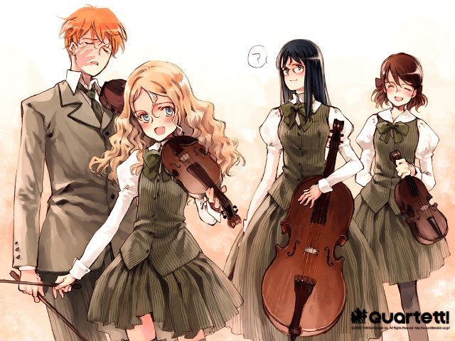 Couple violin guitar school uniform free wallpaper for desktop - medium preview image