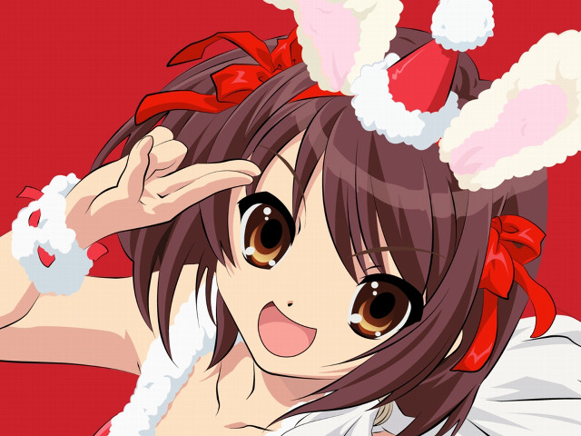 Alice bunny ears red background free wallpaper for desktop - medium preview image