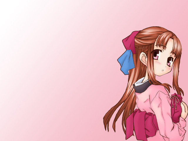 Girl pink background bow anime free wallpaper for desktop - medium preview image