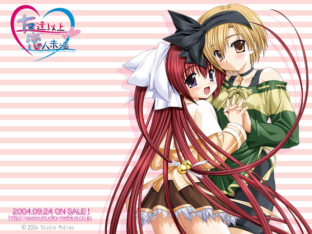 Anime girls hugging sailor hats free wallpaper for desktop - medium preview image