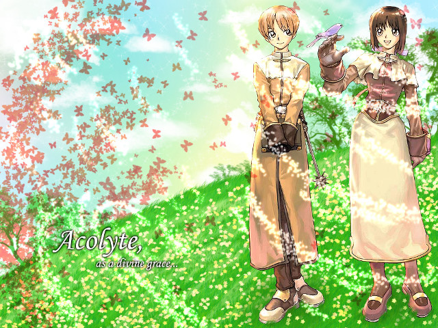 Anime characters flower field autumn free wallpaper for desktop - medium preview image