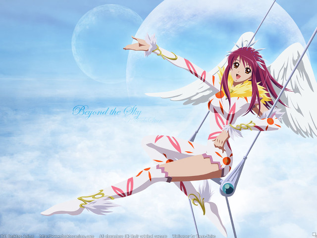 Anime girl wings sword moon free wallpaper for desktop - medium preview image