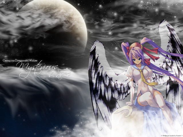Girl wings clouds moon anime free wallpaper for desktop - medium preview image