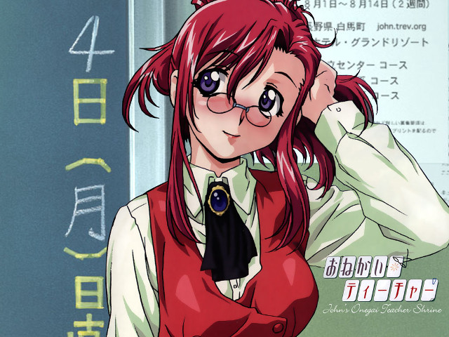 Red haired girl glasses tie free wallpaper for desktop - medium preview image