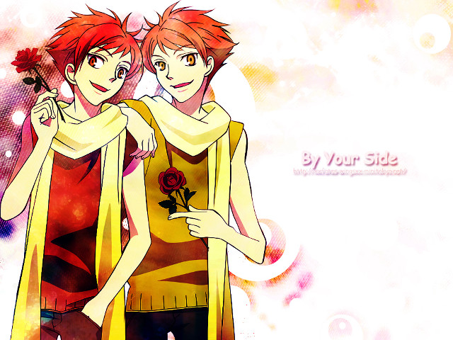 Twins red rose anime boy free wallpaper for desktop - medium preview image