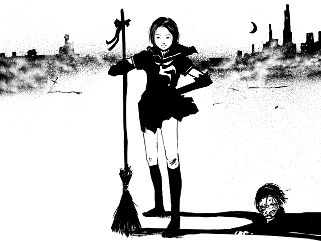 Girl broom crow moon manga free wallpaper for desktop - medium preview image