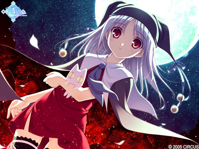 Girl cat moon stars anime free wallpaper for desktop - medium preview image