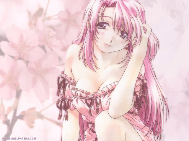 Pink hair pink dress anime free wallpaper for desktop - medium preview image