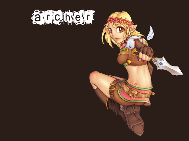 Elf archer blonde brown eyes free wallpaper for desktop - medium preview image