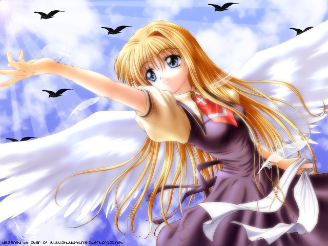 Angel blonde haired girl flying free wallpaper for desktop - medium preview image