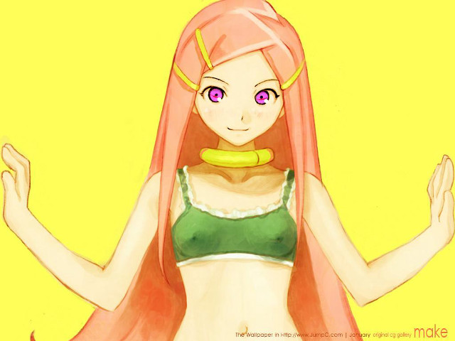 Pink haired girl green top free wallpaper for desktop - medium preview image