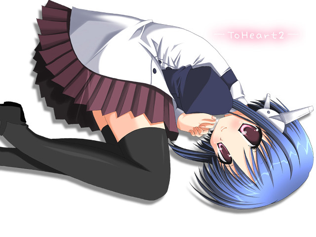 Woman bluehair blush headphones kneeling free wallpaper for desktop - medium preview image