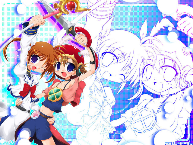 Anime girls sword cat blue free wallpaper for desktop - medium preview image