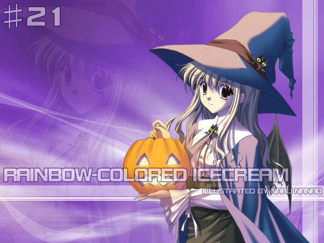 Girl witch pumpkin halloween purple free wallpaper for desktop - medium preview image