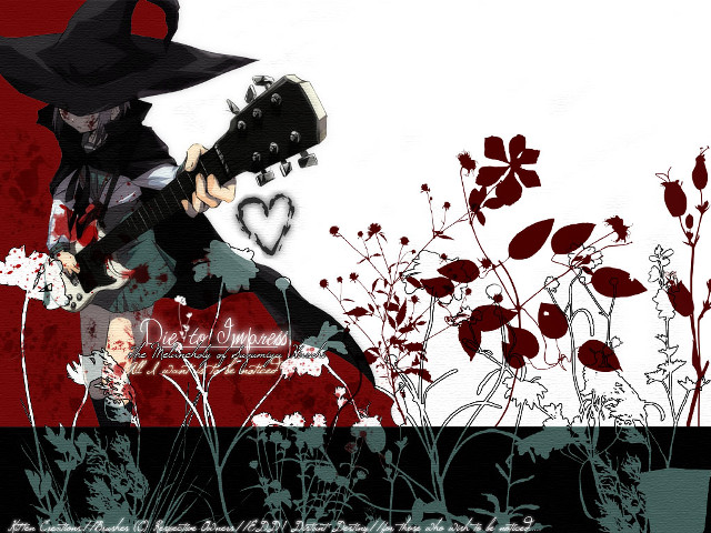Gothic guitar man flower field free wallpaper for desktop - medium preview image