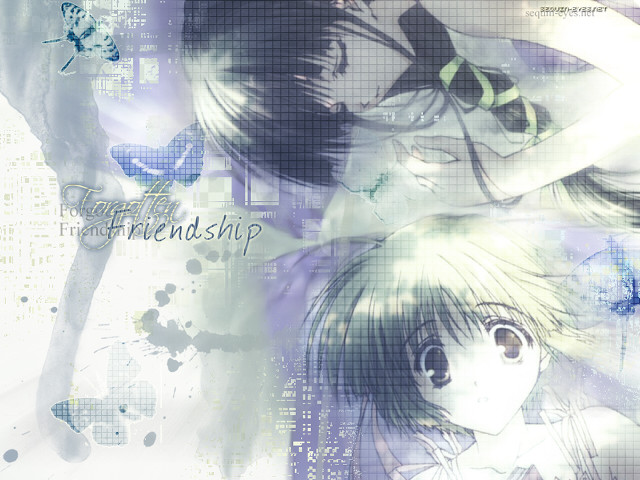 Anime couple blue white ribbon free wallpaper for desktop - medium preview image