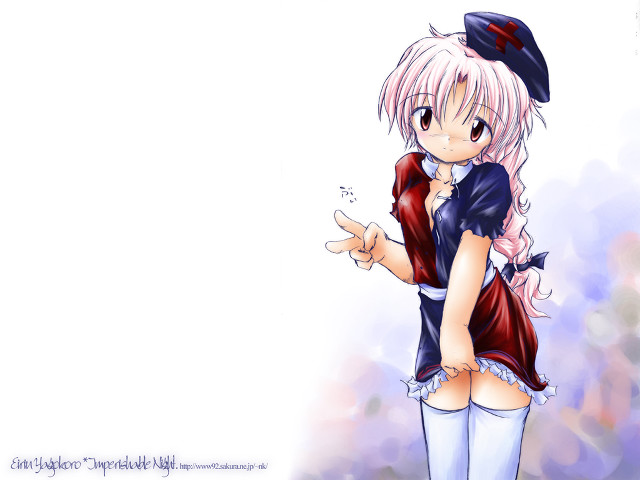 Pink hair girl hat pointing free wallpaper for desktop - medium preview image