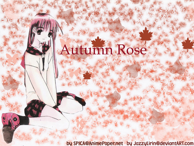 Pink hair girl autumn anime free wallpaper for desktop - medium preview image
