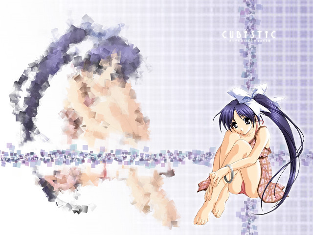 Girl clock cubist anime bluehair free wallpaper for desktop - medium preview image