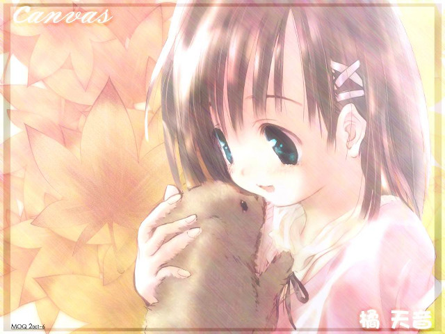 Girl holding cat yellow pink free wallpaper for desktop - medium preview image