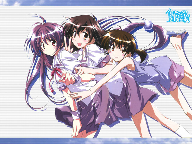 Three girls purple dresses hug free wallpaper for desktop - medium preview image