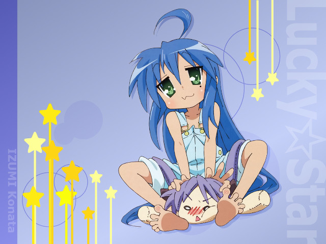 Blue hair girl starry background free wallpaper for desktop - medium preview image