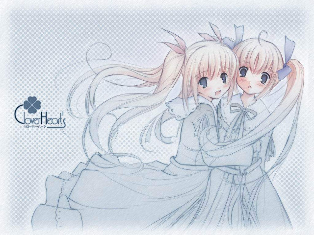 Anime girls hug long hair free wallpaper for desktop - medium preview image