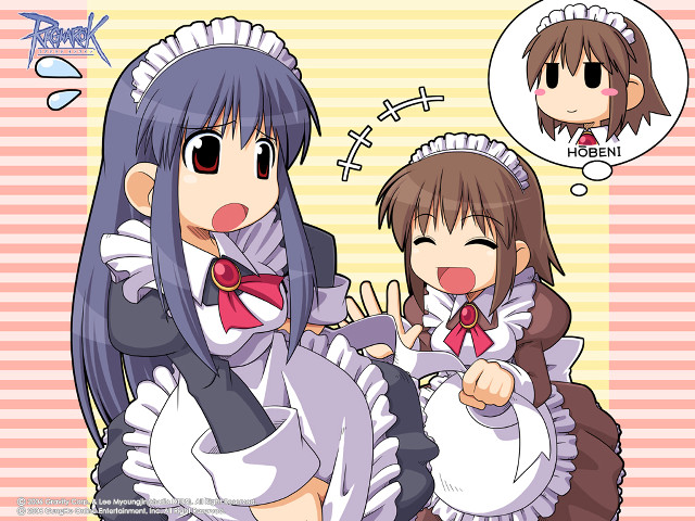 Two anime girls maid apron free wallpaper for desktop - medium preview image