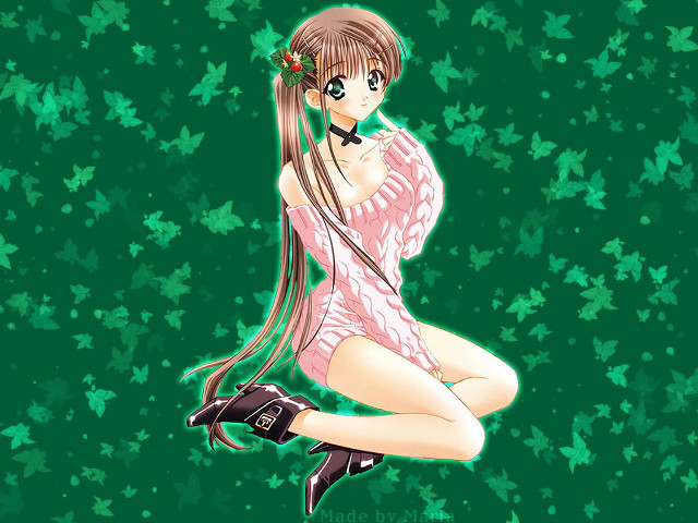 Pink dress butterflies green background free wallpaper for desktop - medium preview image