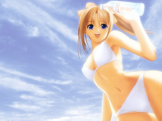 Woman bikini water sky clouds free wallpaper for desktop - medium preview image