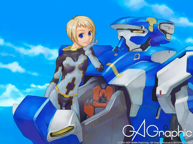 Futuristic woman motorcycle clouds blue free wallpaper for desktop - medium preview image