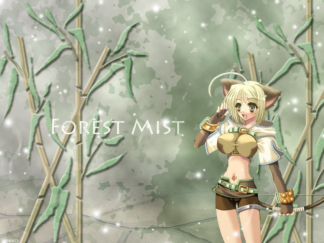 Girl bow hat mist forest free wallpaper for desktop - medium preview image