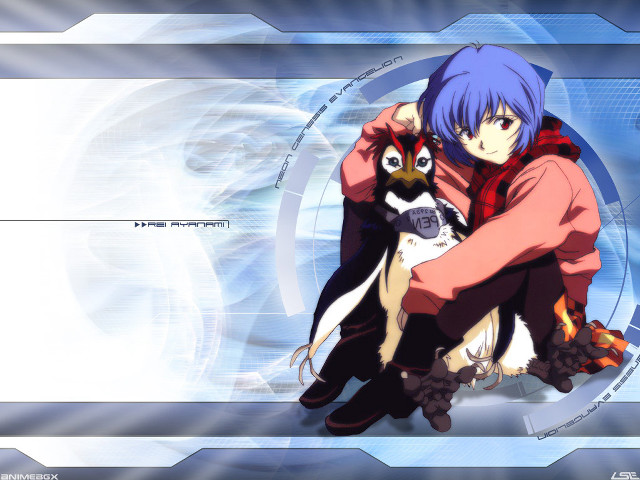 Penguin man blue background ayanami free wallpaper for desktop - medium preview image