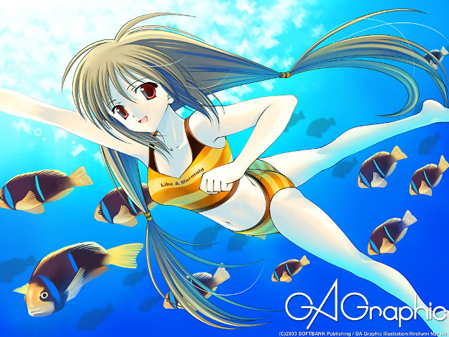 Woman bikini ocean fish diving free wallpaper for desktop - medium preview image