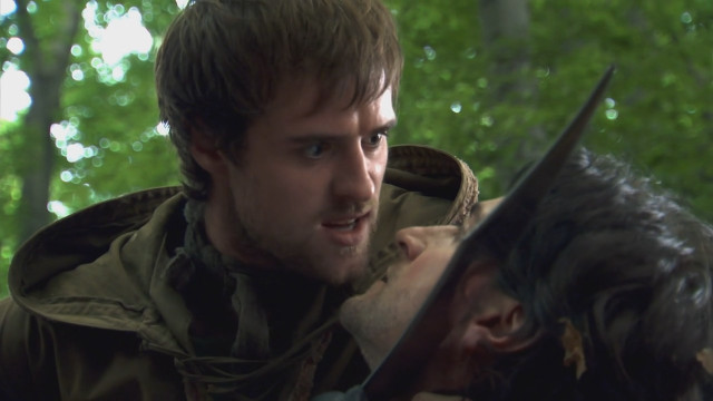 Man sword dog woods forest free wallpaper for desktop - medium preview image