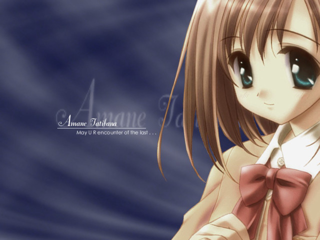 Anime girl bow tie blue free wallpaper for desktop - medium preview image