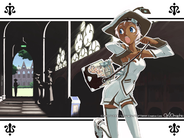 Cartoon woman white outfit gun free wallpaper for desktop - medium preview image