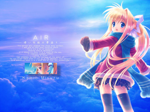 Anime longhair pinkdress bluebackground clouds free wallpaper for desktop - medium preview image