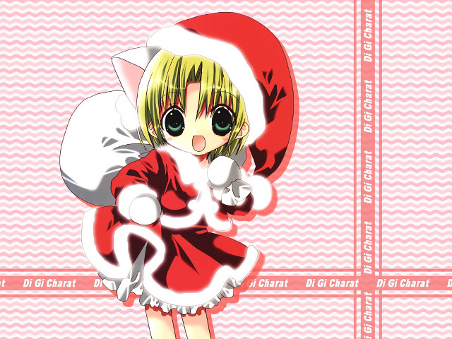 Anime girl santa hat red free wallpaper for desktop - medium preview image