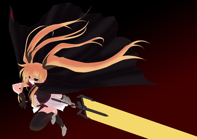 Flying woman sword cape anime free wallpaper for desktop - medium preview image