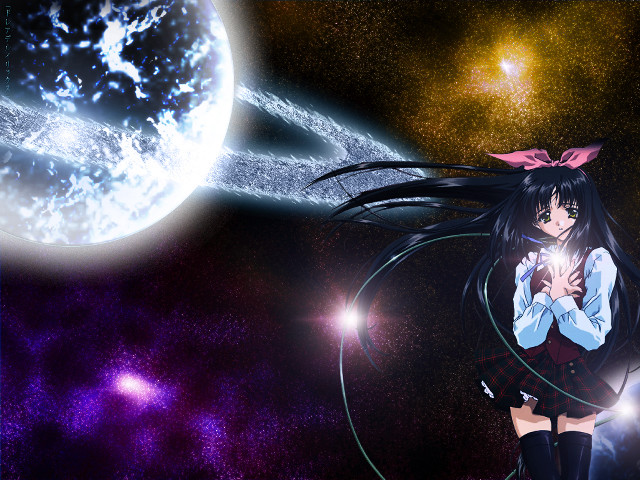 Girl space moon stars hologram free wallpaper for desktop - medium preview image