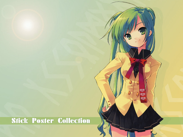 Green hair yellow jacket red free wallpaper for desktop - medium preview image