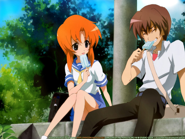 Anime characters woods sitting teeth free wallpaper for desktop - medium preview image