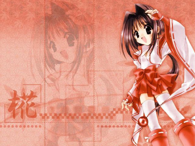 Anime girl red dress boot free wallpaper for desktop - medium preview image