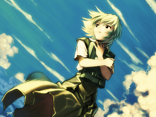Anime character clouds crossed arms free wallpaper for desktop - medium preview image