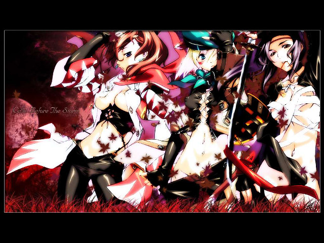 Anime girls field flag blonde free wallpaper for desktop - medium preview image