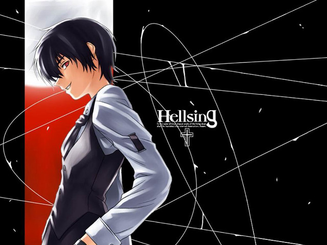 Anime girl suit red wall free wallpaper for desktop - medium preview image