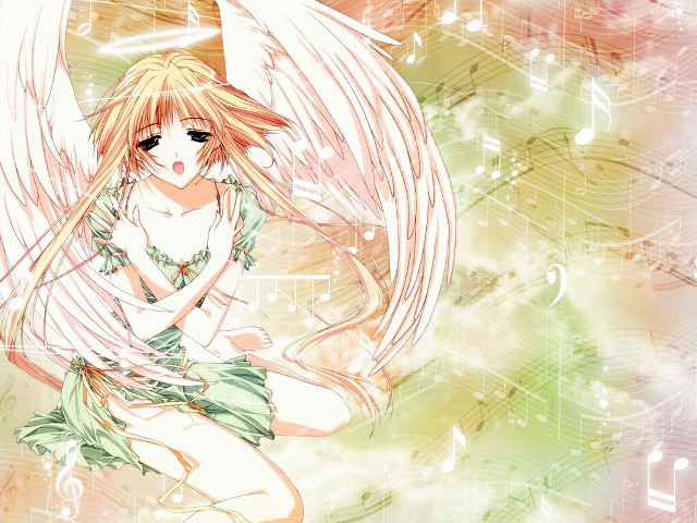 Angel wings music notes anime free wallpaper for desktop - medium preview image