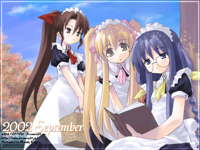 Anime girls reading tree sky free wallpaper for desktop - medium preview image